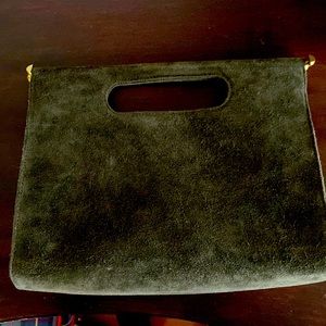 Clare V Petite Maud army suede handbag clutch loden